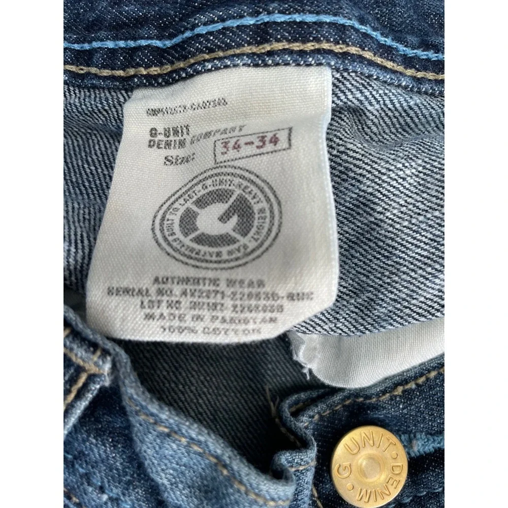G-Unit Denim Company Baggy Jeans Mens 34x34 Blue Y2K Hip Hop Streetwear 5 pocket - Picture 11 of 14